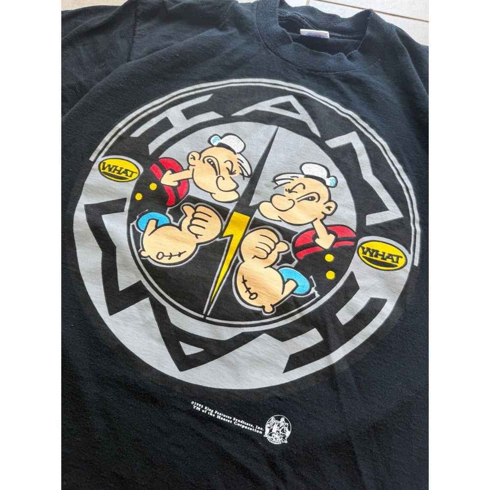 Vintage 1993 Popeye Lightning Bolt Shirt Mens Medium Black Single Stitch USA - Picture 6 of 10